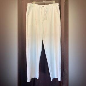 La Cabana White Elastic Waist Wide Pants